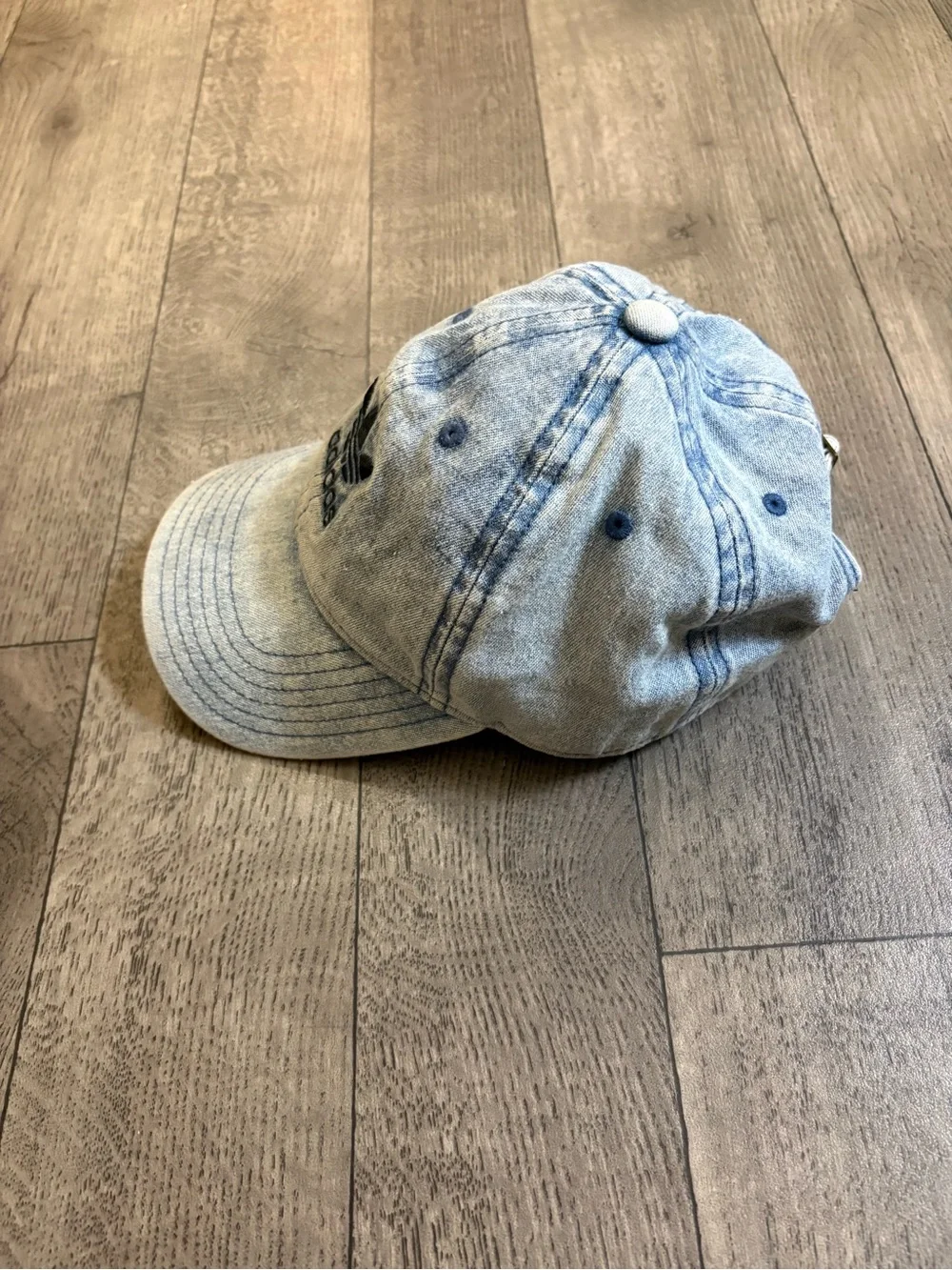 Adidas Light Wash Denim Cap with Navy Blue Logo